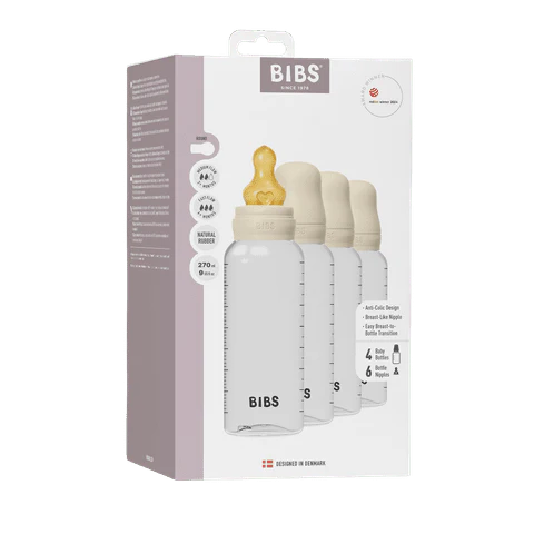 BIBS Baby Bottle Round Latex 4 pack 270 ml Ivory