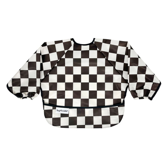 Mess proof Full Sleeved Bib | Black Checkers