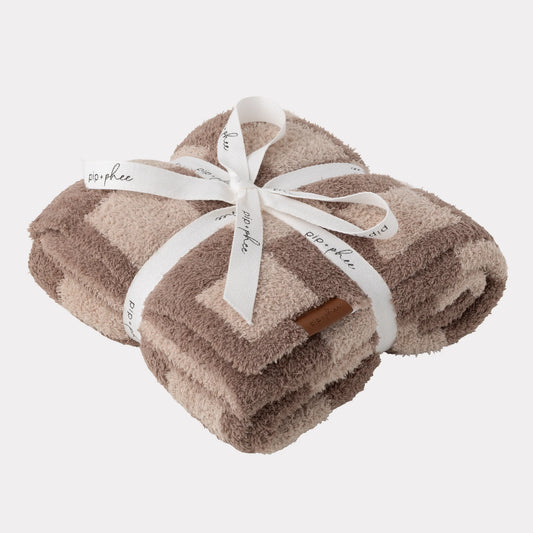 Plush Blanket 30" x 40" | Brown Check