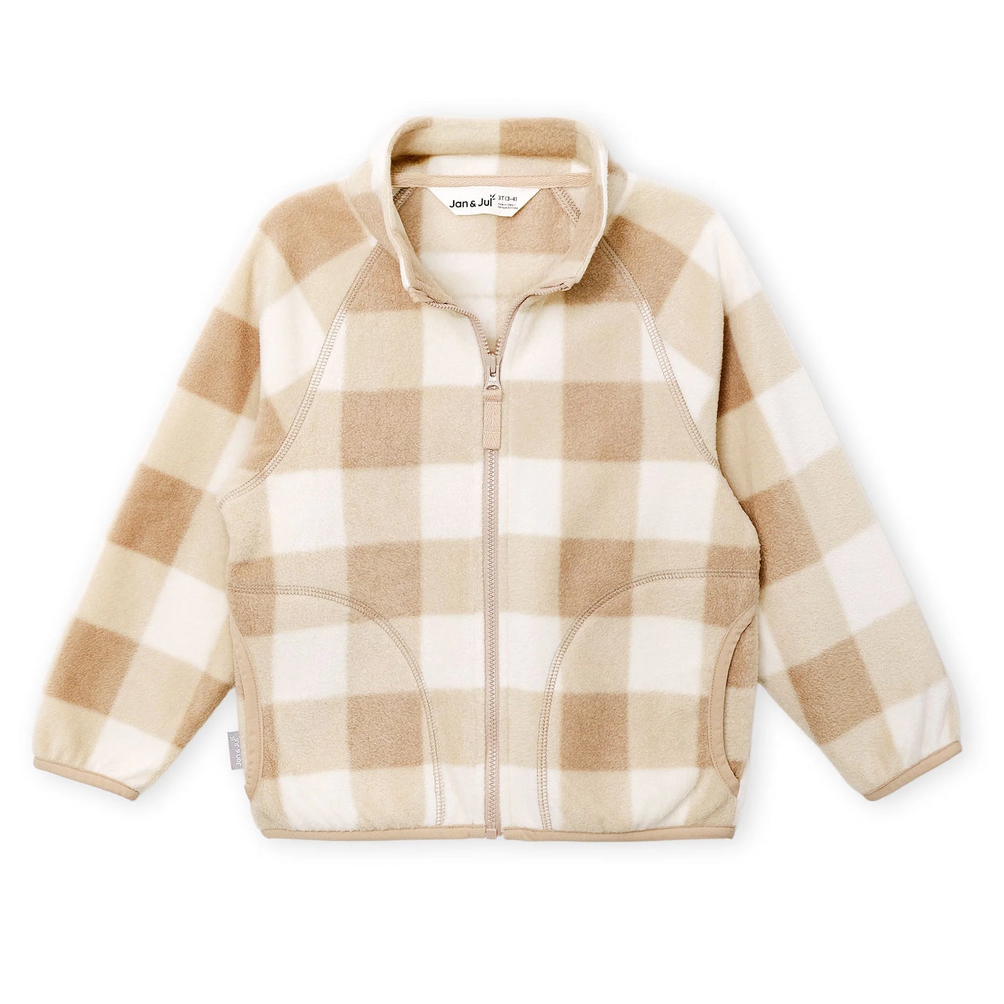 Kids Cozy Fleece Jacket | Brown Plaid
