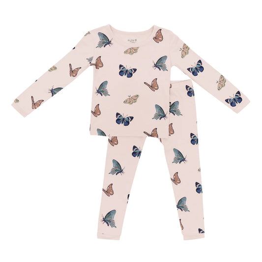 Long Sleeve Pajamas in Blush Butterfly