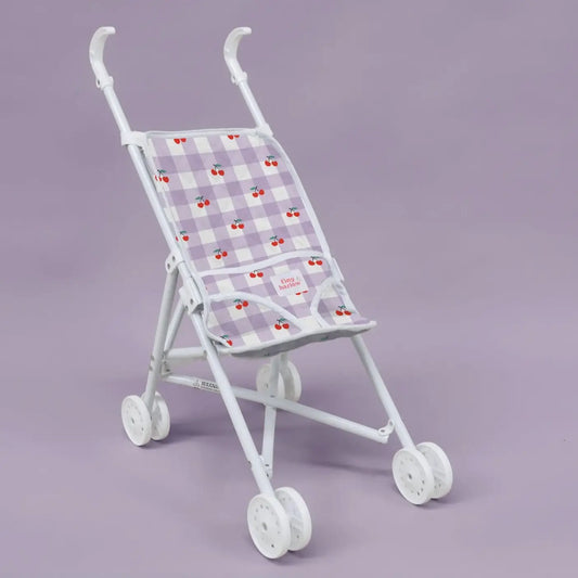 Lilac Gingham Cherry Doll Stroller