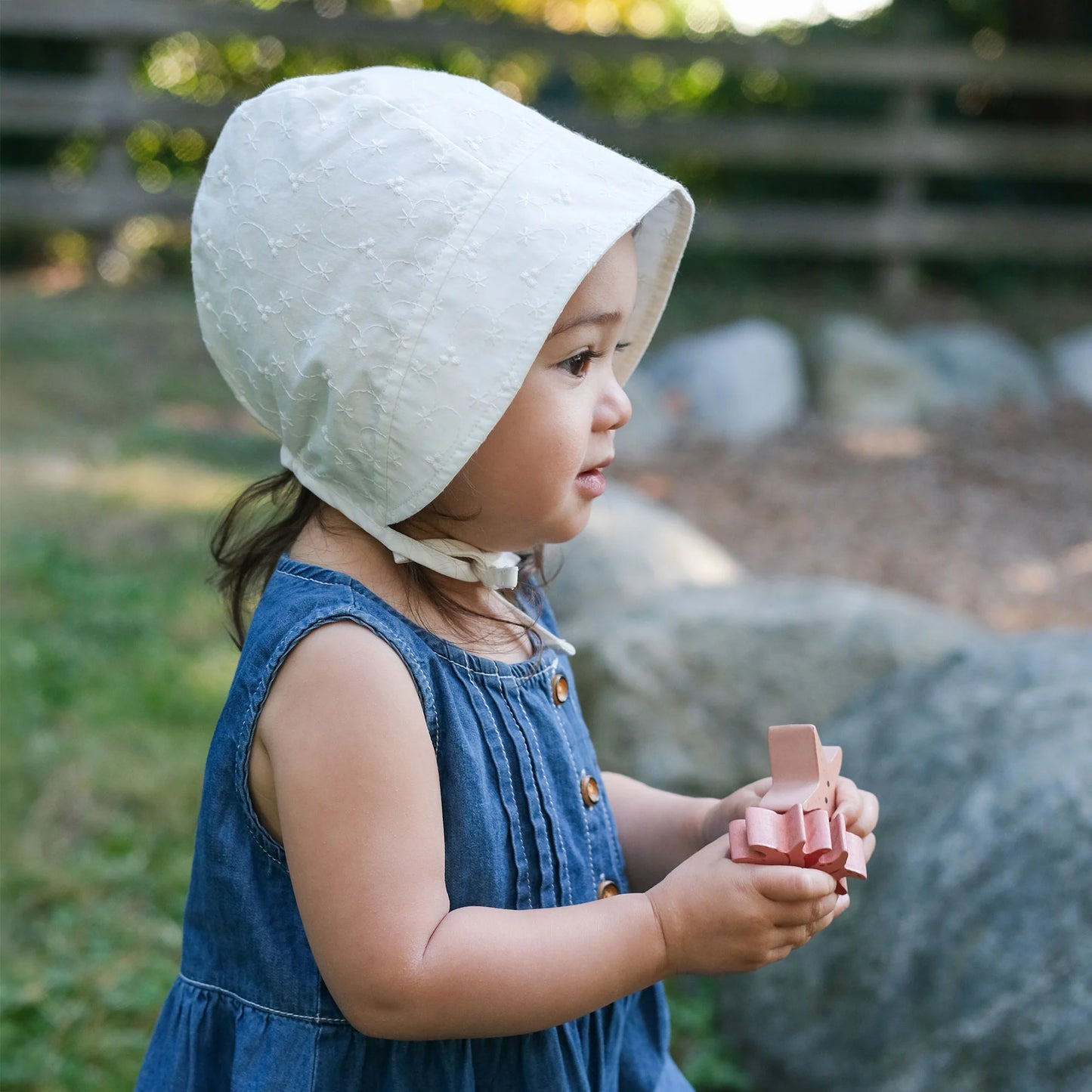 Cotton Baby Bonnet | White Eyelet