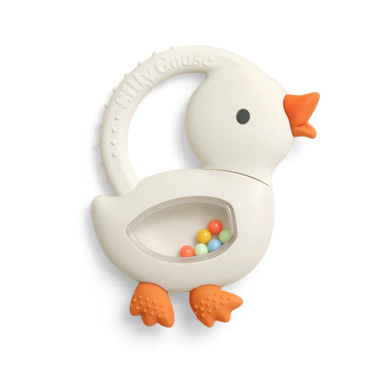 Silicone Teether with Rattle | Goose