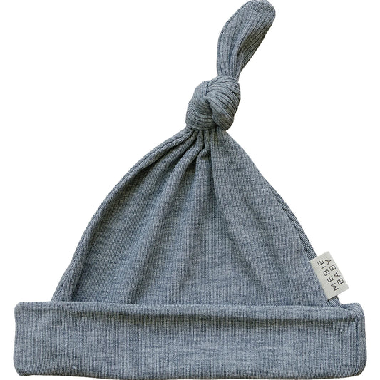 Heather Grey Ribbed Bamboo Knot Hat