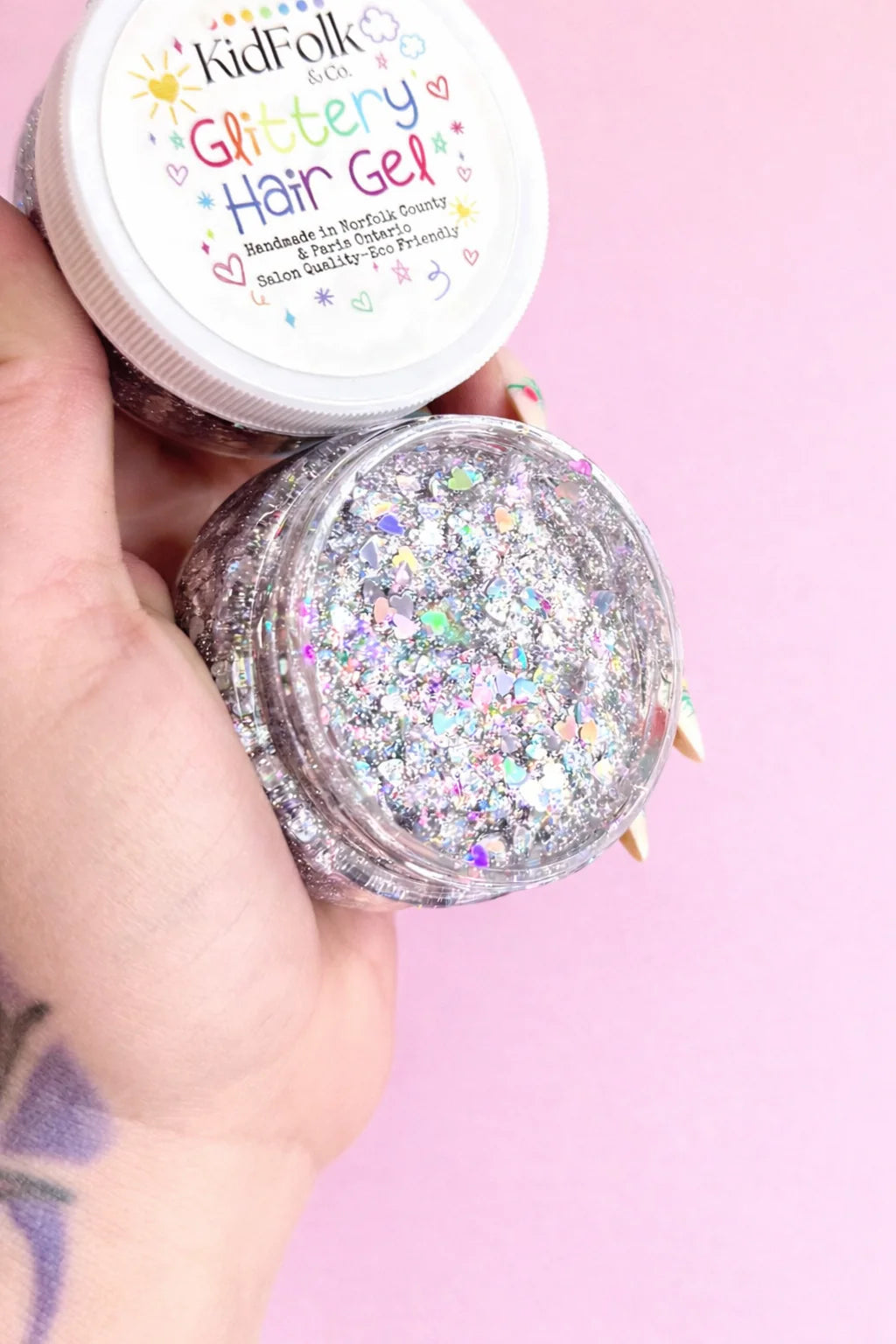 Holo Hearts Glittery Hair Gel