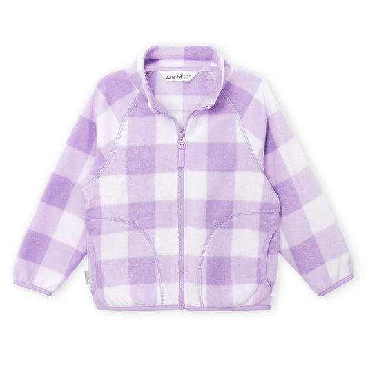 Kids Cozy Fleece Jacket | Lavender Plaid