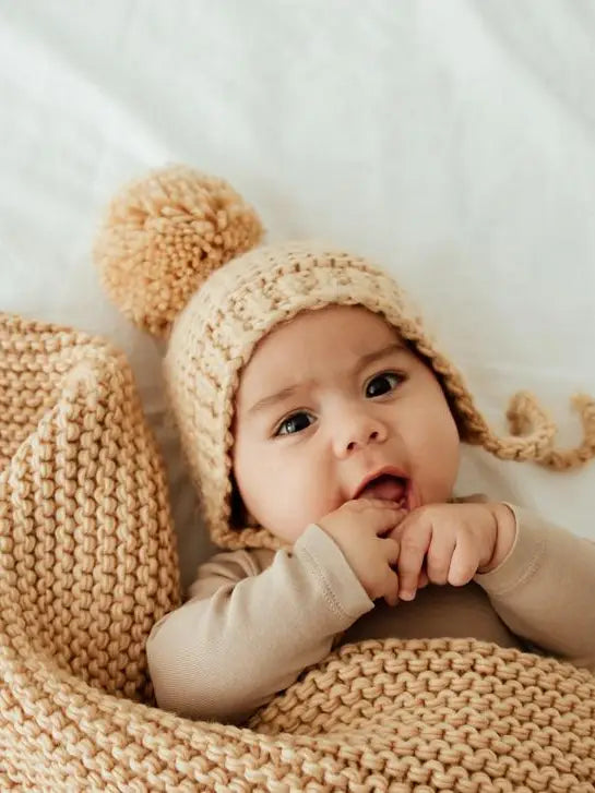 Latte Garter Stitch Knit Bonnet