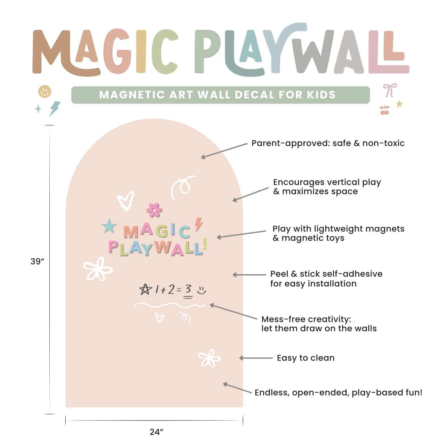 ** New backing || Magic Playwall - Original Arch Magnetic Wall Decal | Midnight