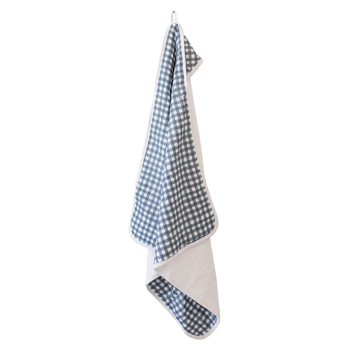 Navy Gingham Hooded Towel