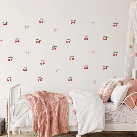 Peel & Stick Fabric Wall Stickers - Cherries & Bows