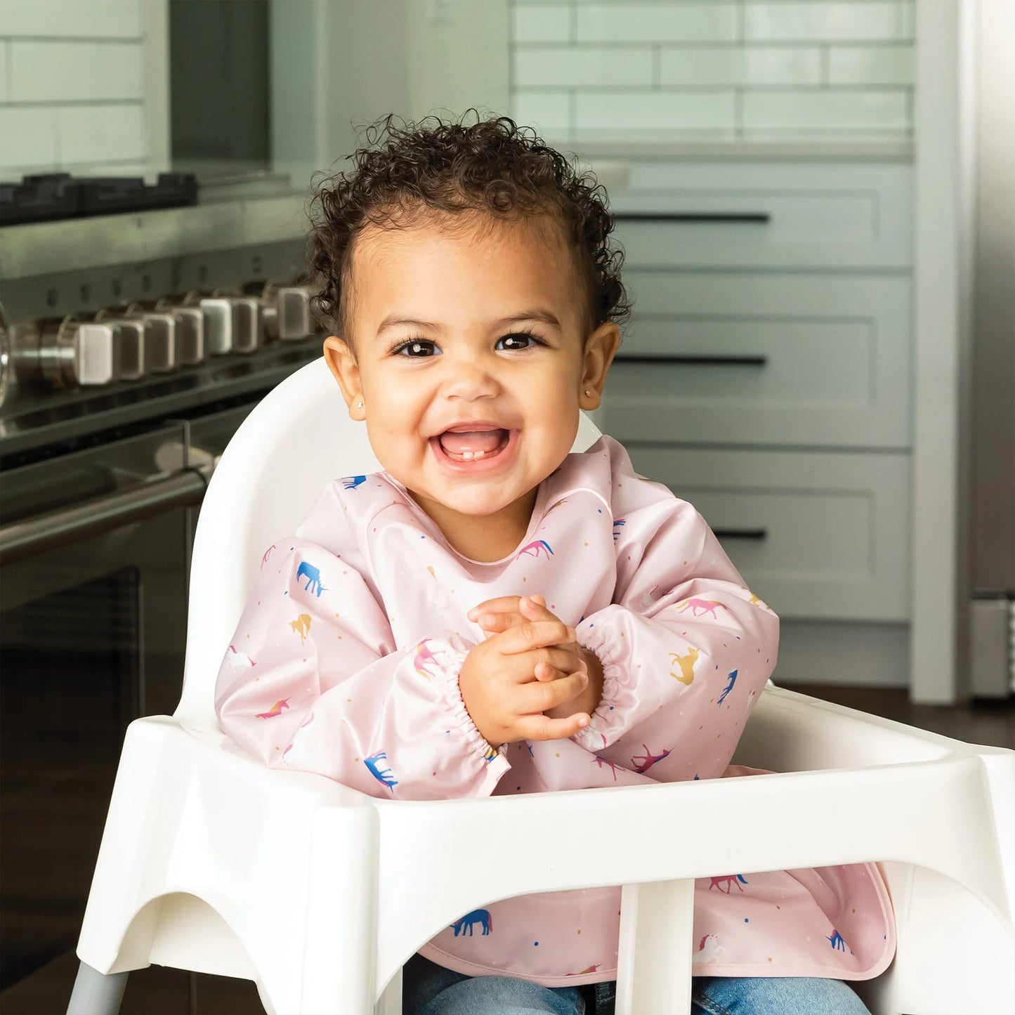 Mess-proof Full Sleeve Bib | Unicorn Confetti