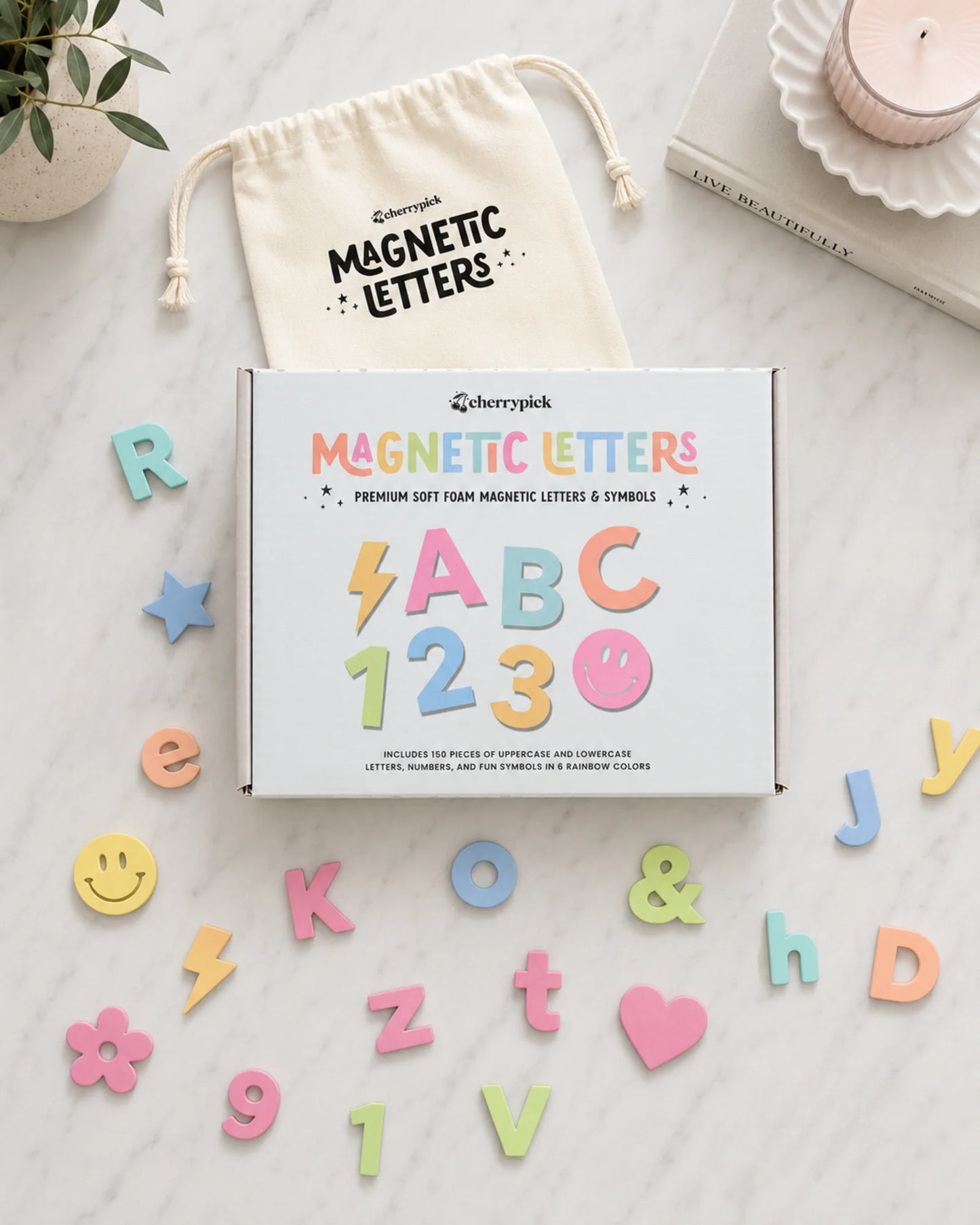 Soft Foam Magnetic Letters & Symbols 150pc Set | Pastel Rainbow