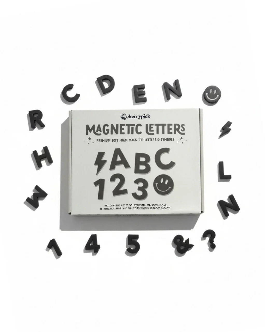 Soft Foam Magnetic Letters & Symbols 150pc Set | Solid Black