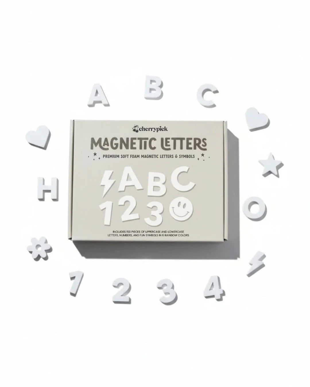 Soft Foam Magnetic Letters & Symbols 150pc Set | Milky White