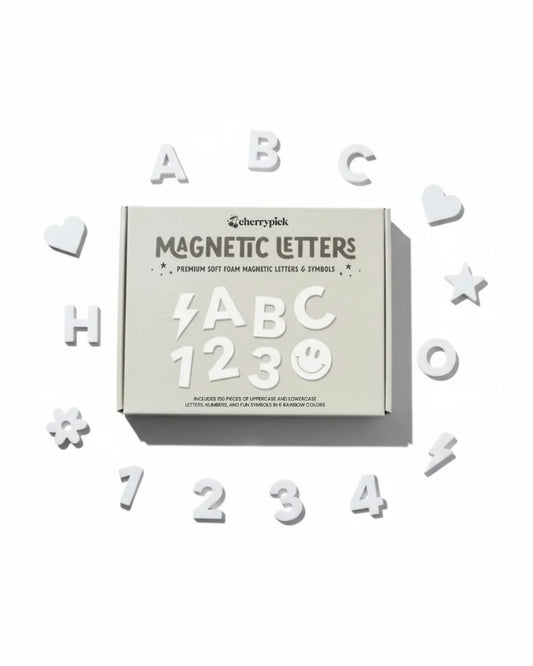 Soft Foam Magnetic Letters & Symbols 150pc Set | Milky White