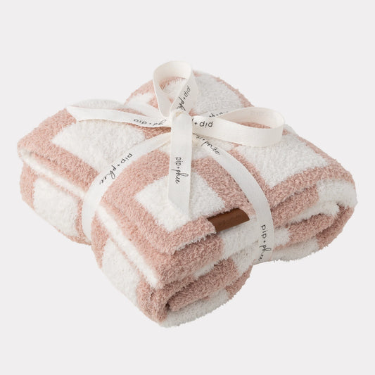 Plush Blanket 30" x 40" | Pink Check