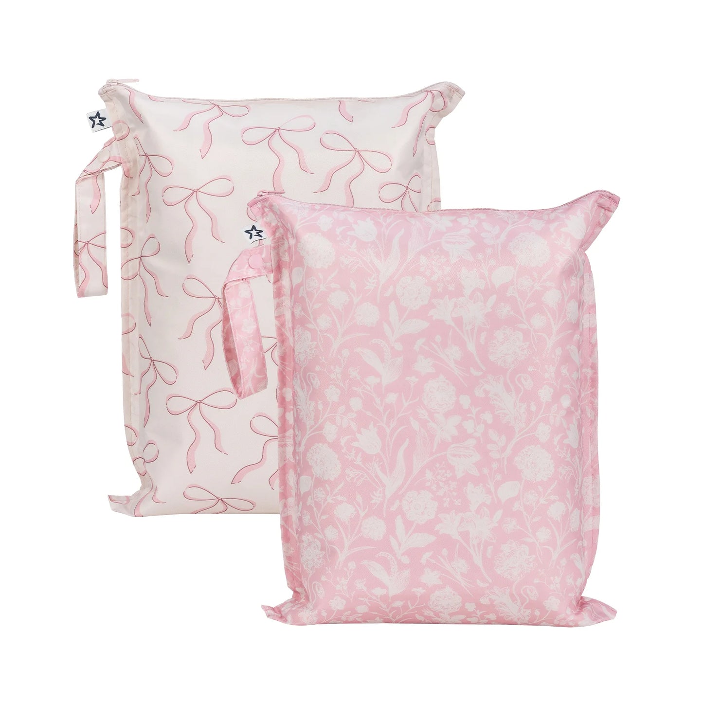 2pk Mess-proof Wet Bags | Toile Floral + Bows