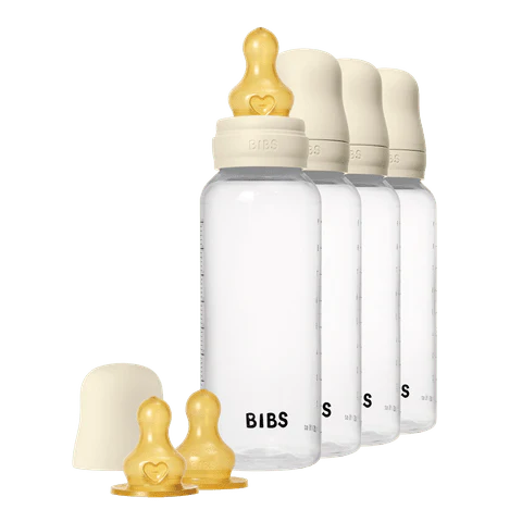 BIBS Baby Bottle Round Latex 4 pack 270 ml Ivory