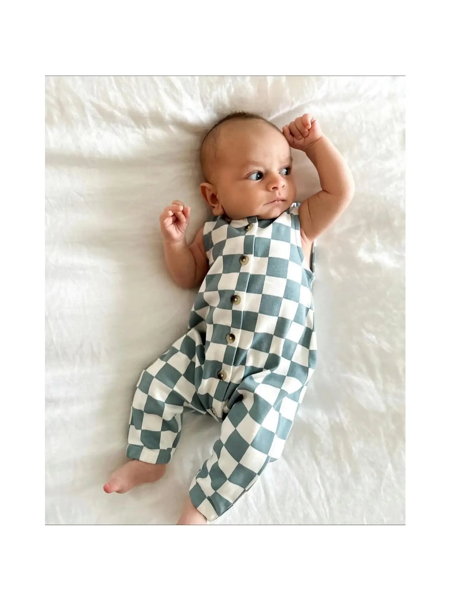 Blueberry Muffin Checkerboard | Organic Bay Jumpsuit