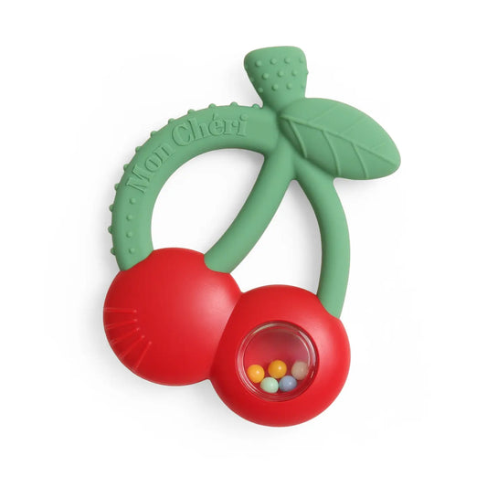 Silicone Teether with Rattle | Cherry