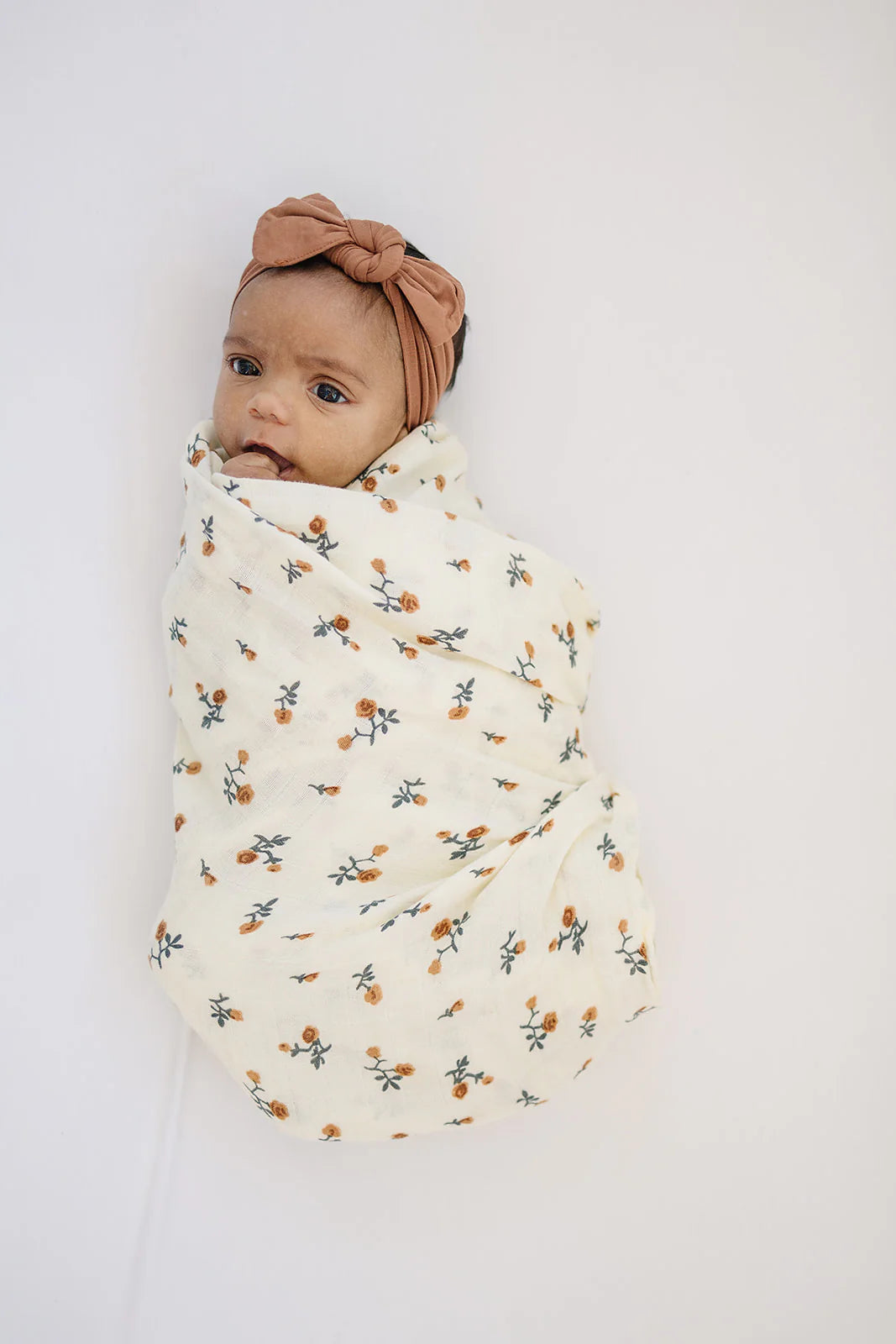 Cream Floral Muslin Swaddle