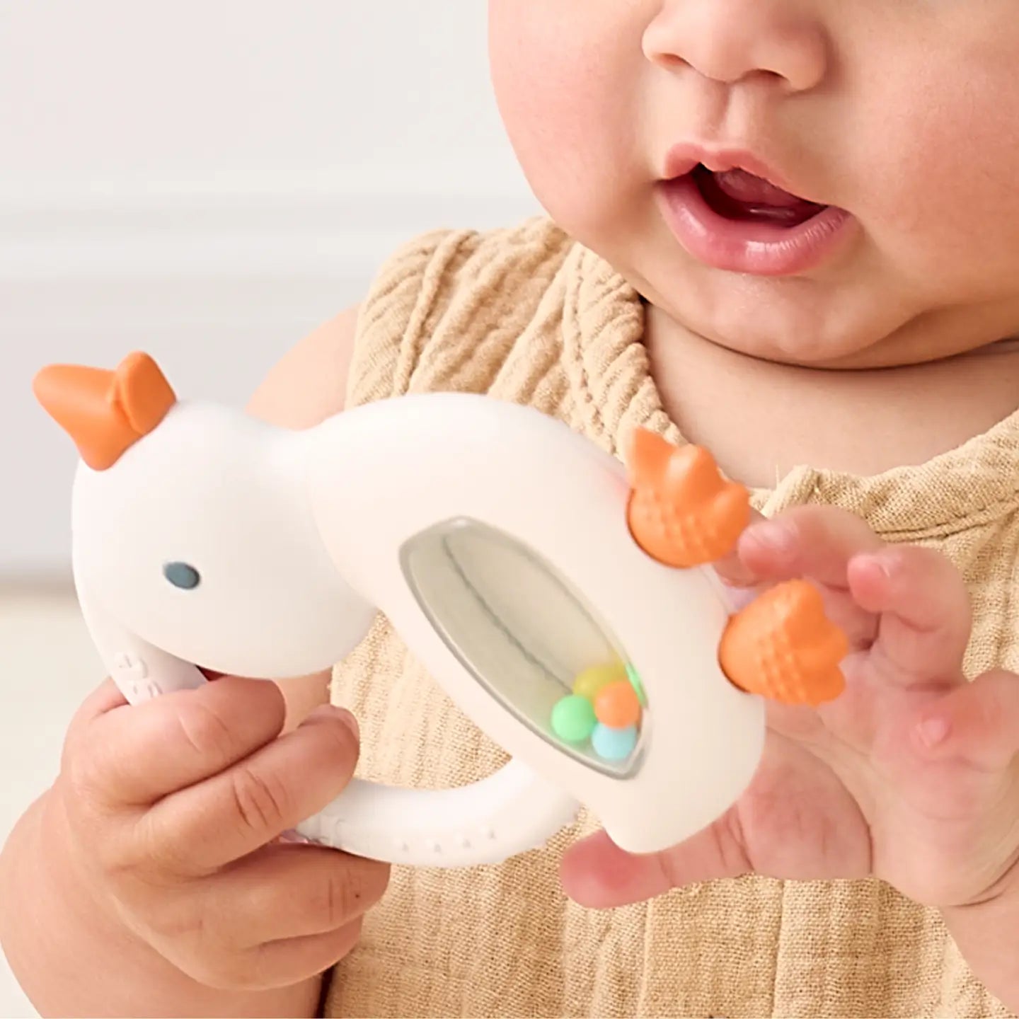 Silicone Teether with Rattle | Goose