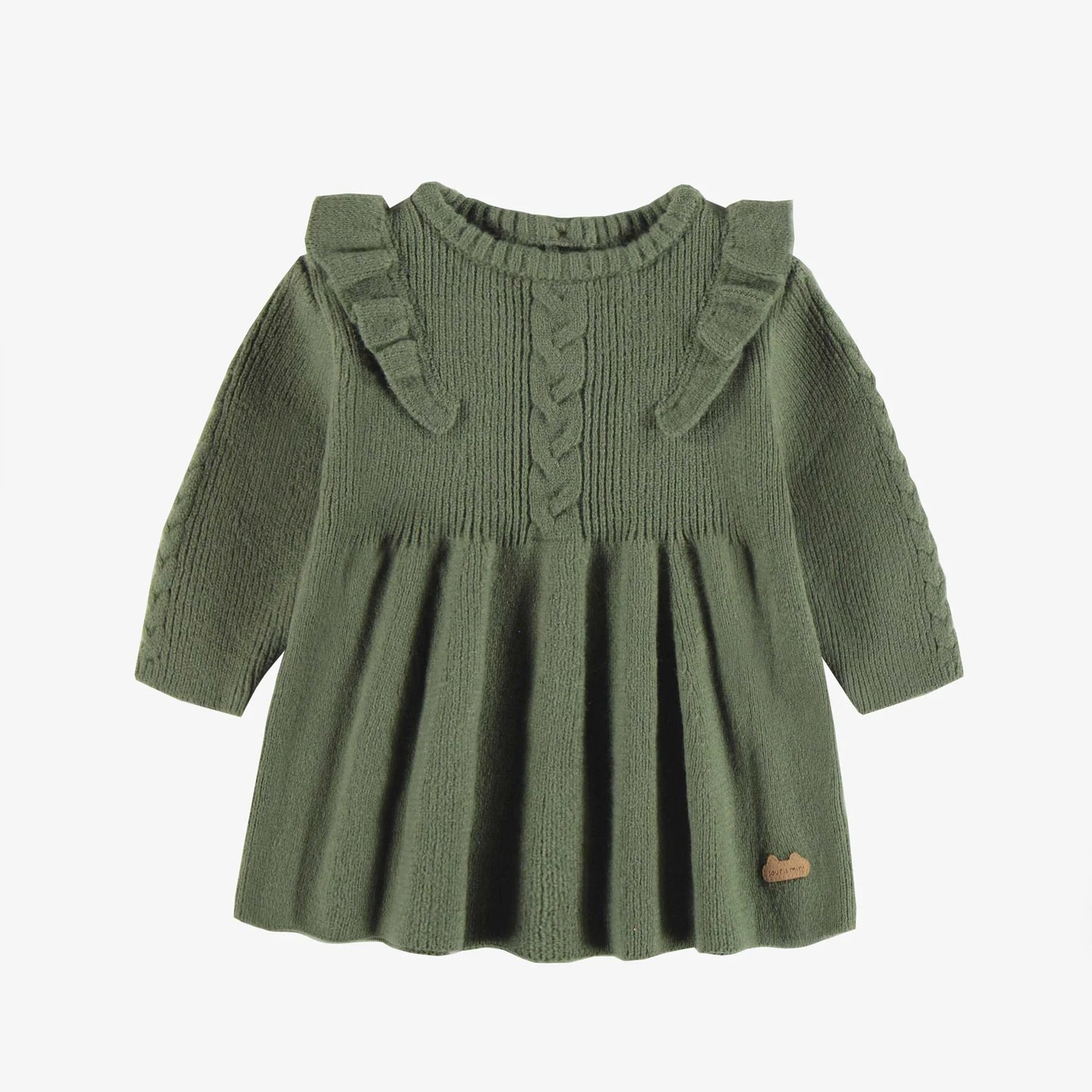Green Knitted Dress with Long Sleeve