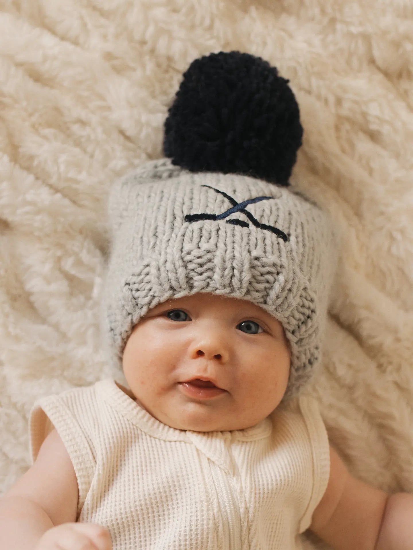 Hockey knit Beanie Hat Ice Grey Baby Barn Boutique