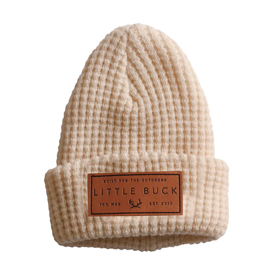 Ivory Cream Waffle Cabin Beanie