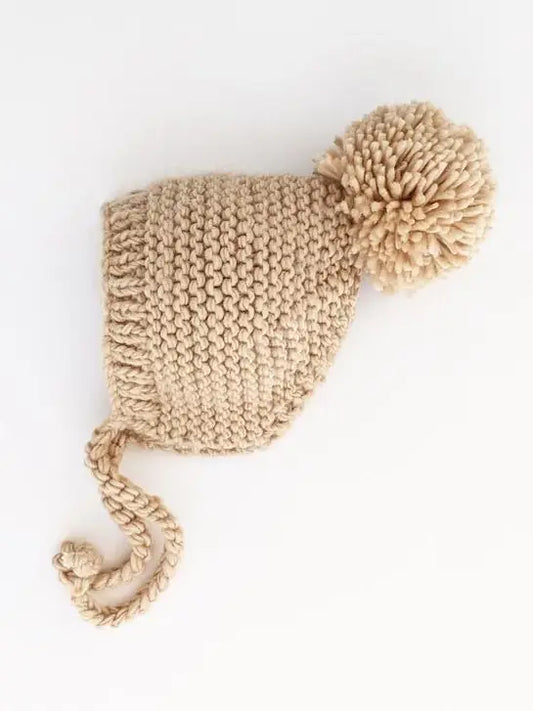 Latte Garter Stitch Knit Bonnet