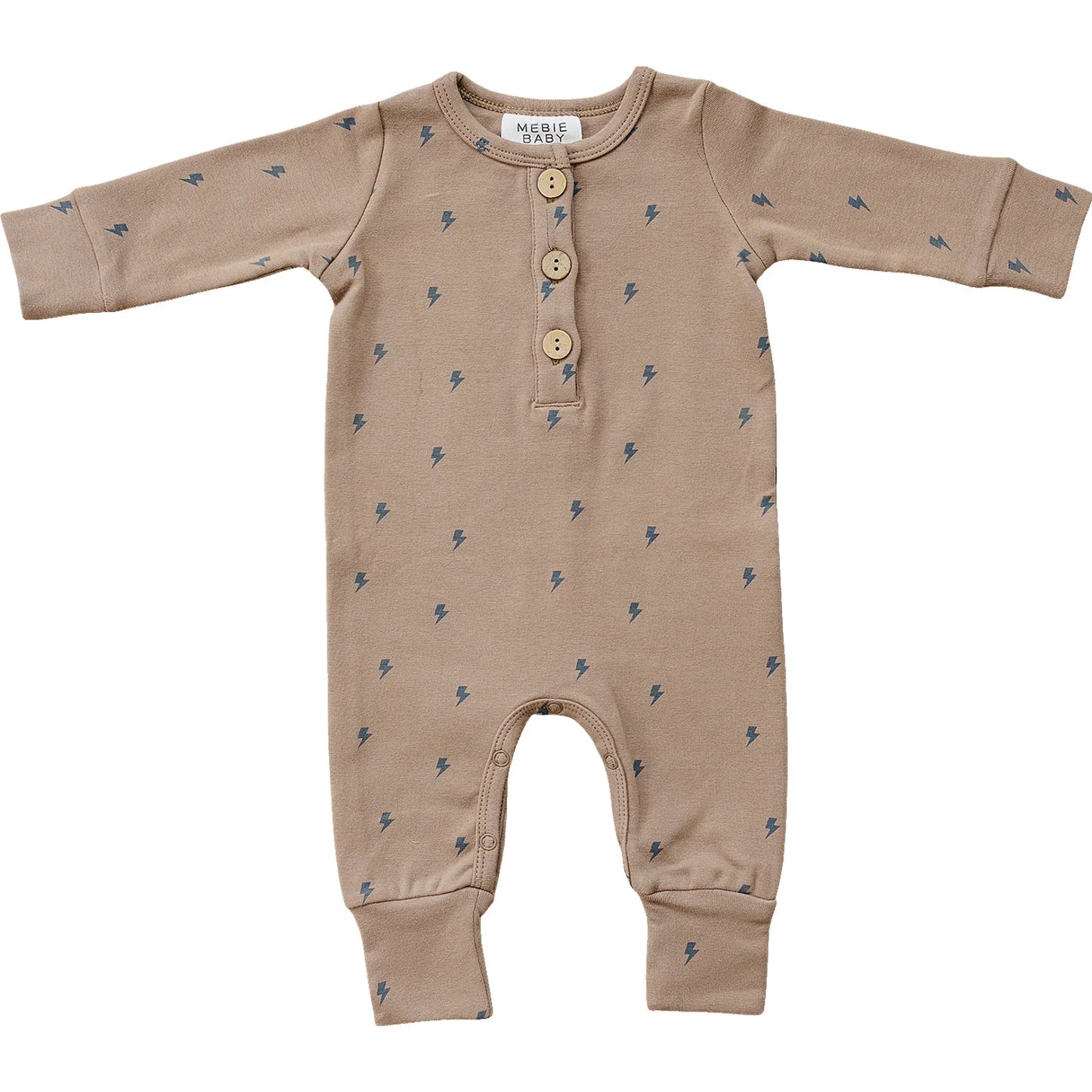 Lightening Bolt Long Sleeve Button Romper