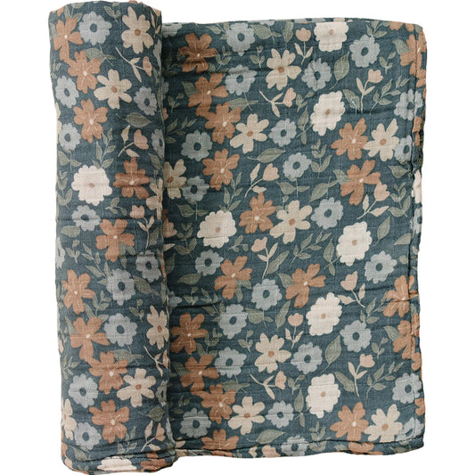 Midnight Floral Muslin Swaddle