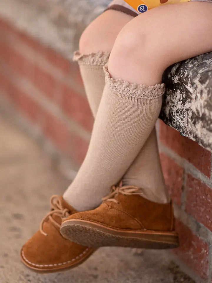 Oat Lace Top Knee Highs