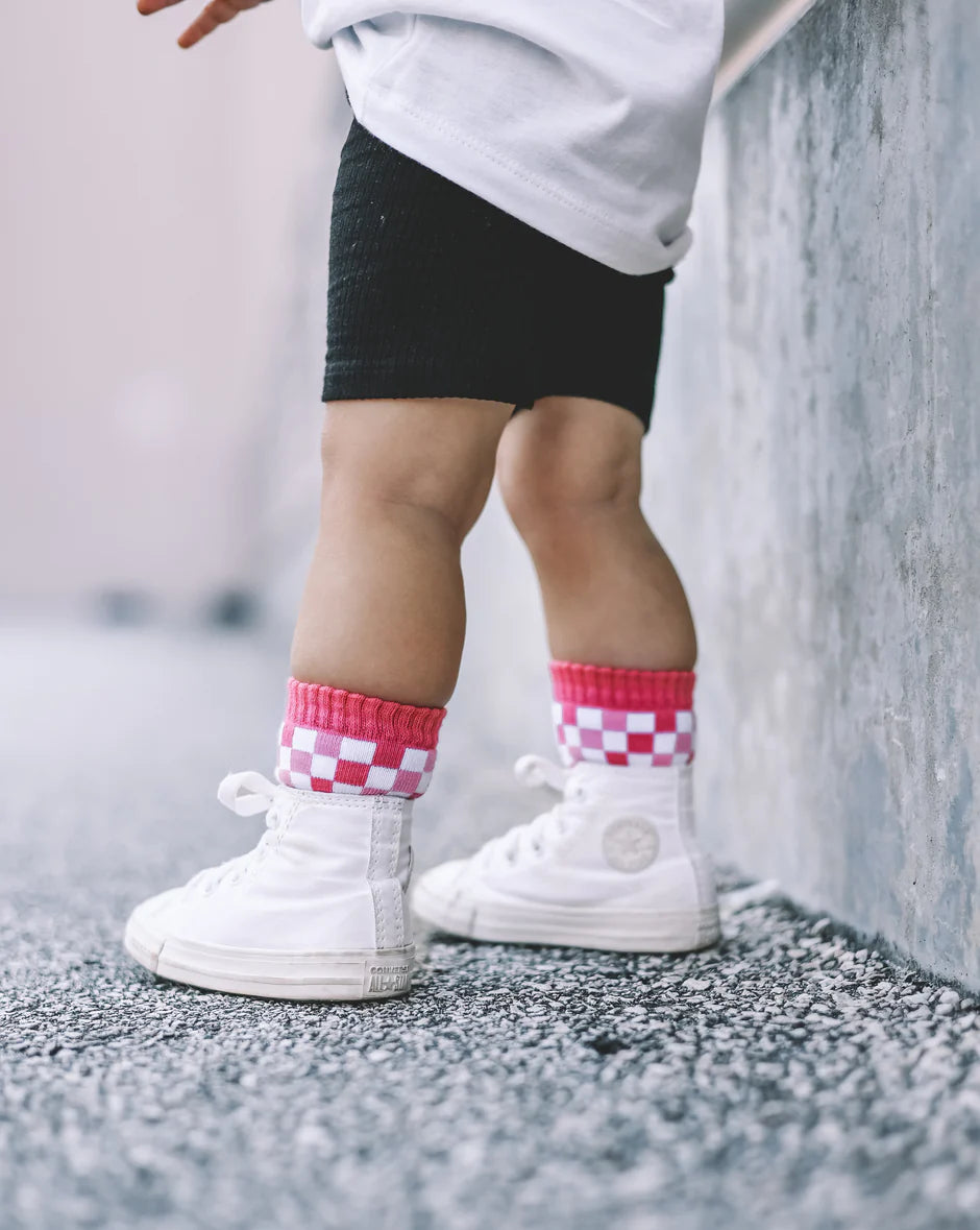 Pink Checkered Socks
