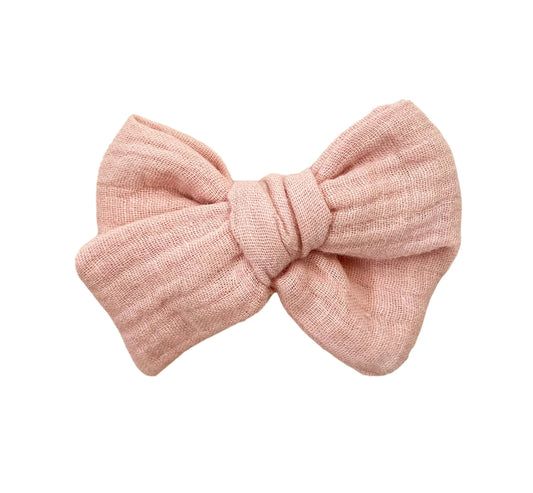 Pink muslin pinwheel bow