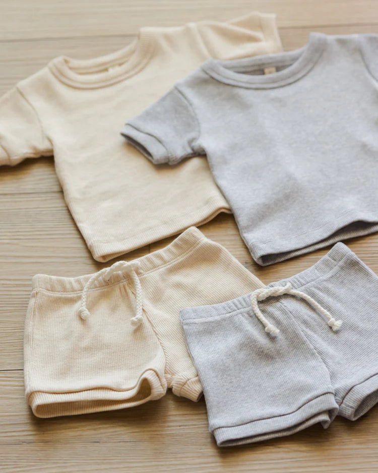 Ribbed Shortie Set || Oatmeal