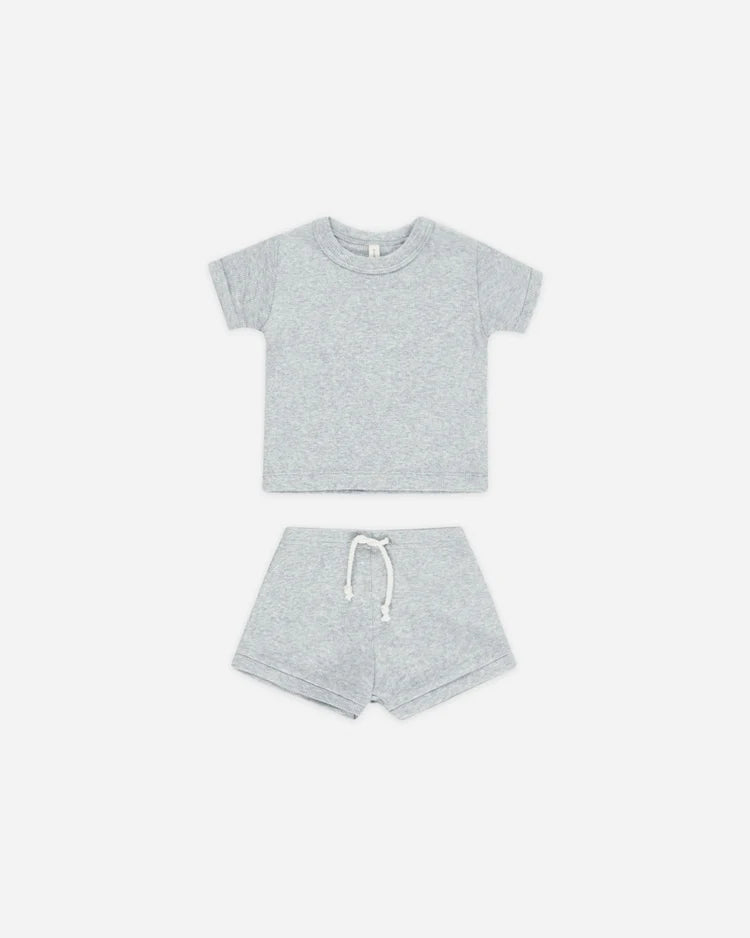 Ribbed Shortie Set || Dusty Blue