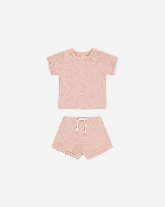 Ribbed Shortie Set || Rose