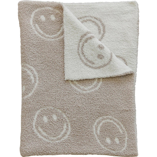 Taupe Smiley Plush Blanket