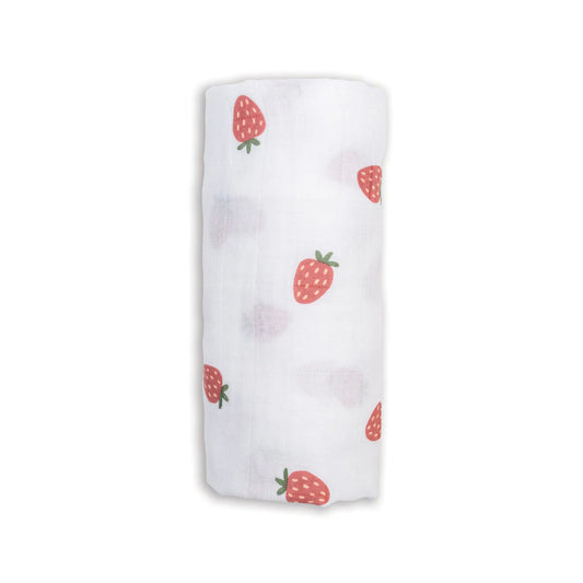 Swaddle Blanket Muslin Cotton | Strawberries