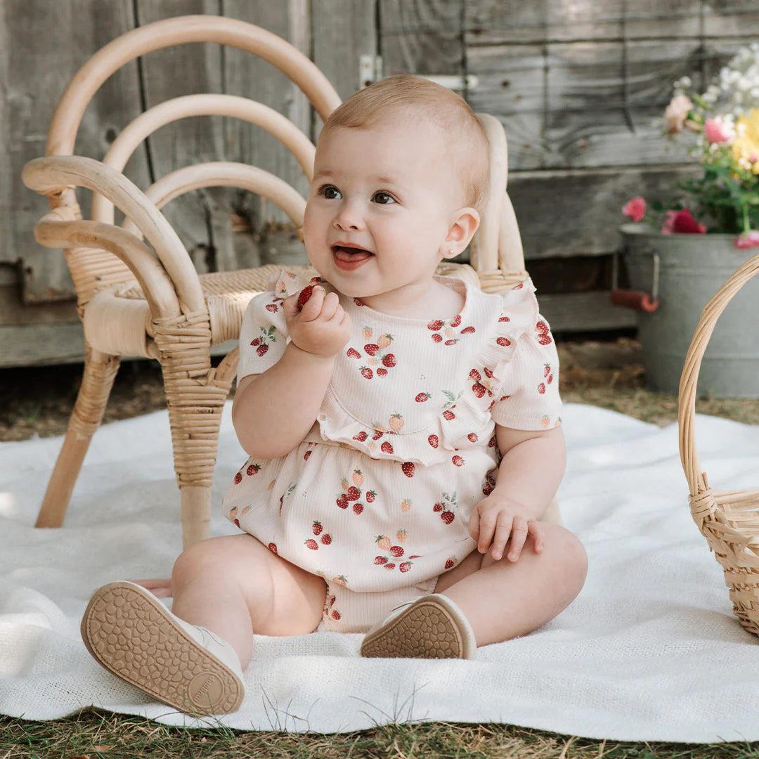 Strawberry Ribbed Bubble Romper