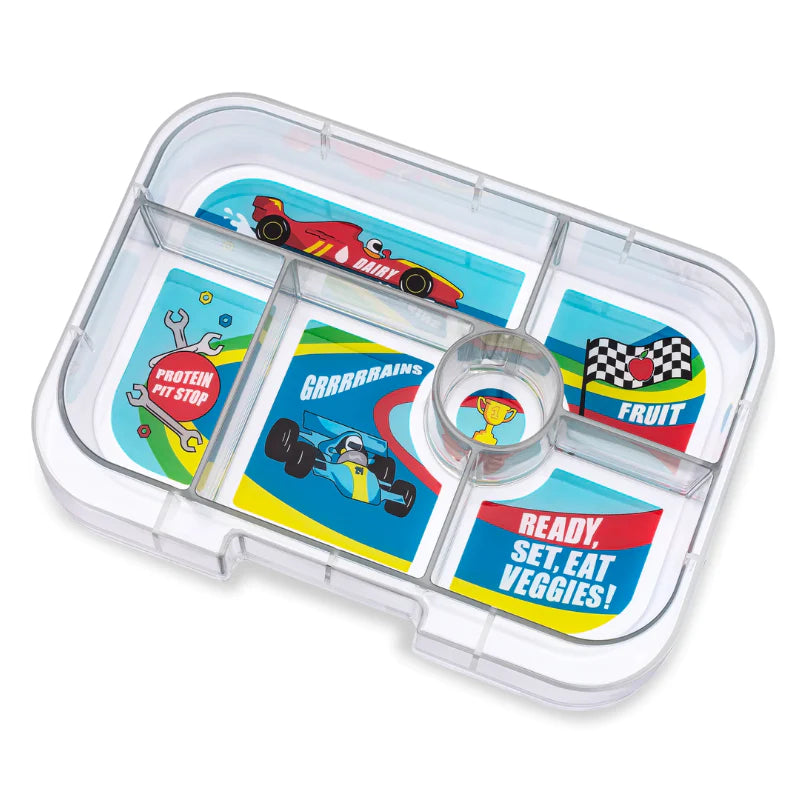 Original 6 Compartment |  Surf Blue + Race Cars Tray