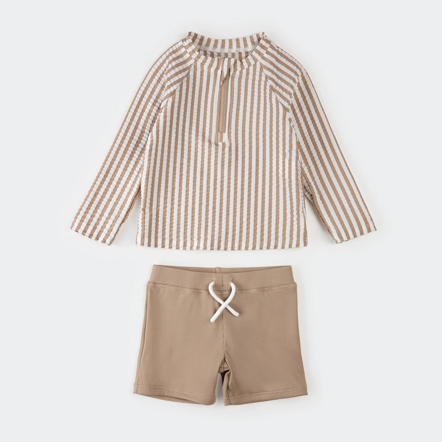 Taupe Stripe Rashguard Set