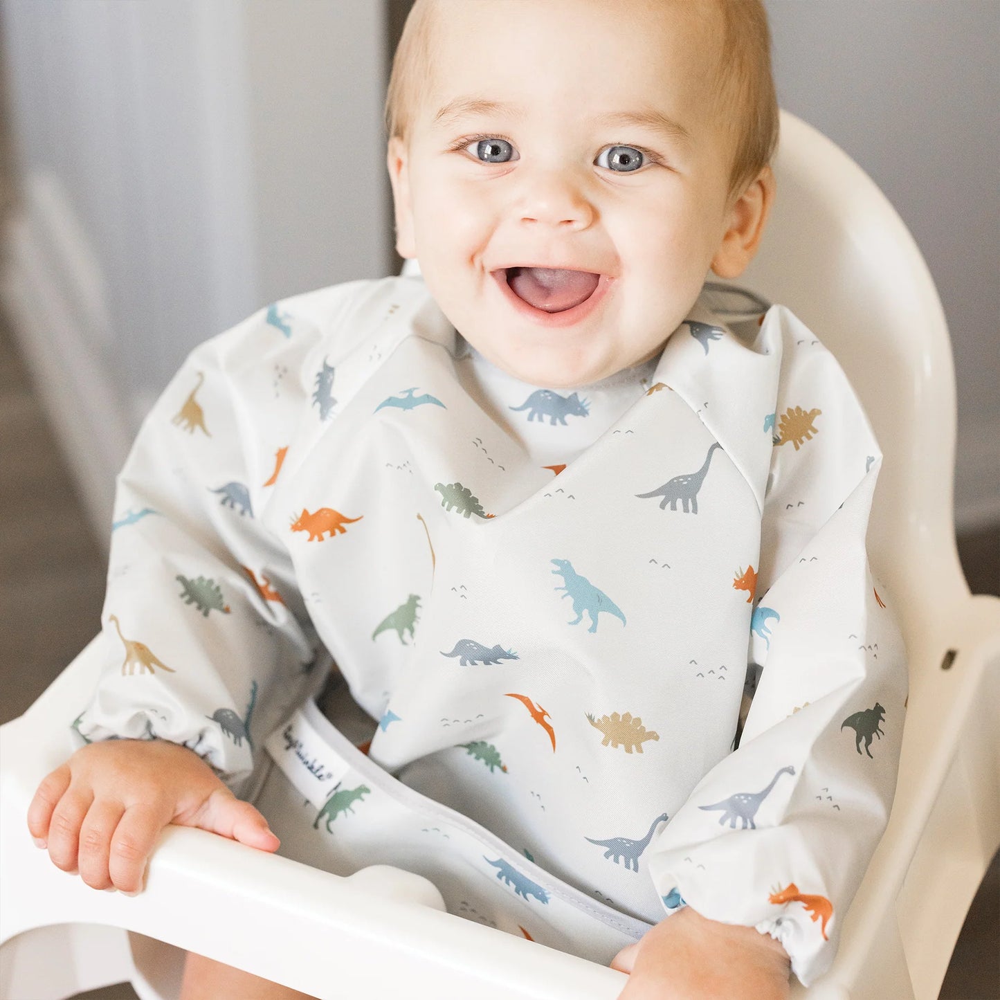 Mess-proof Full Sleeve Bib | Dinosaur