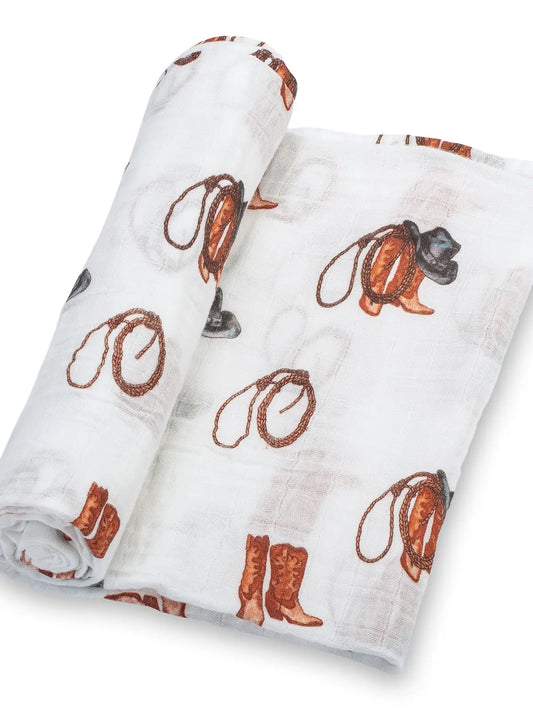 Western Boots Muslin Swaddle