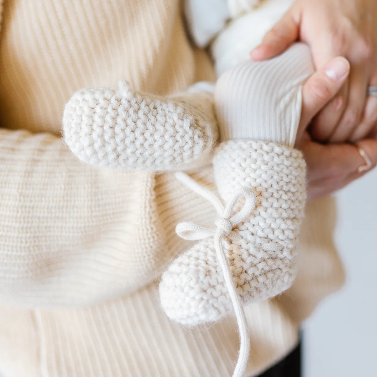 Wool Knit Baby Booties | Cream