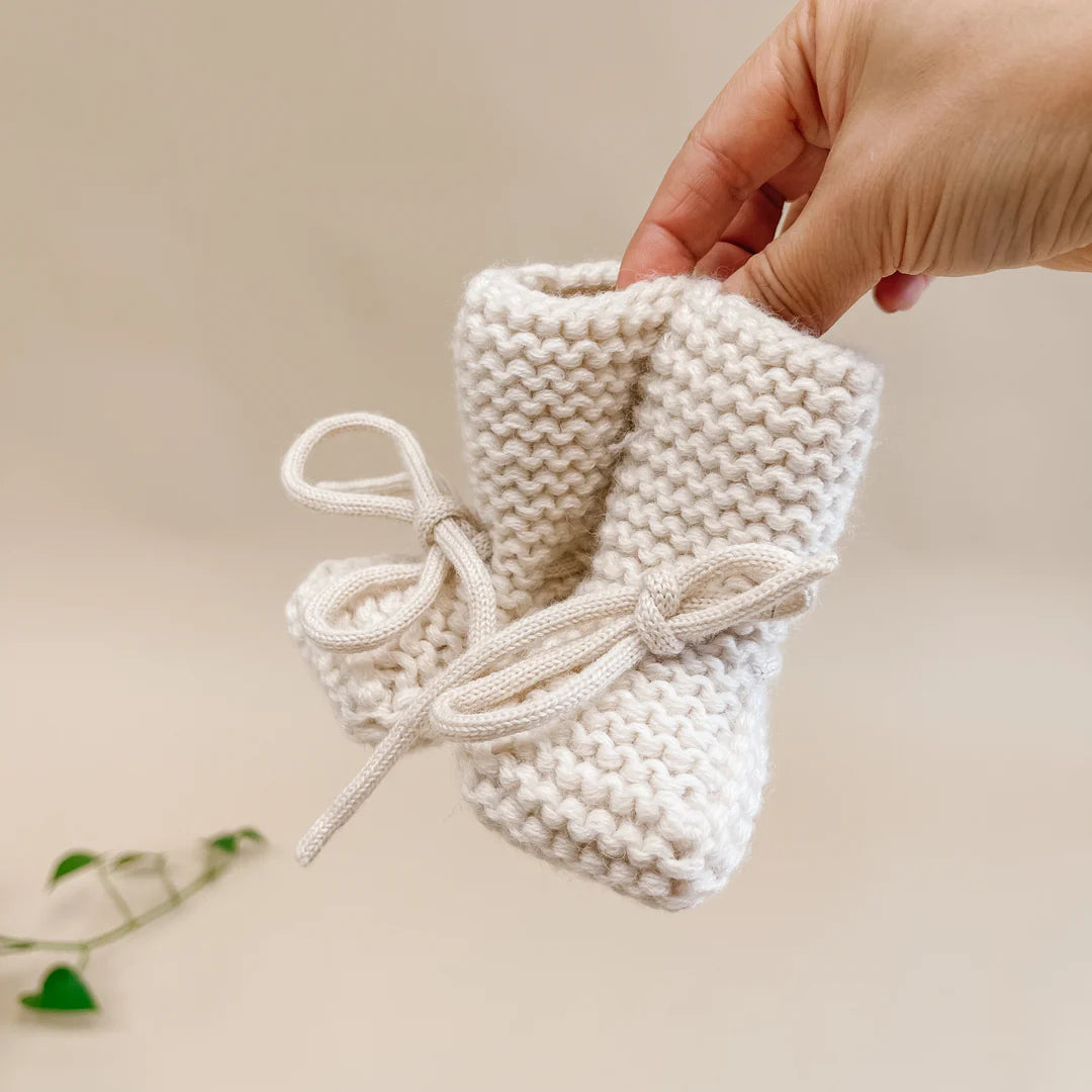 Wool Knit Baby Booties | Cream