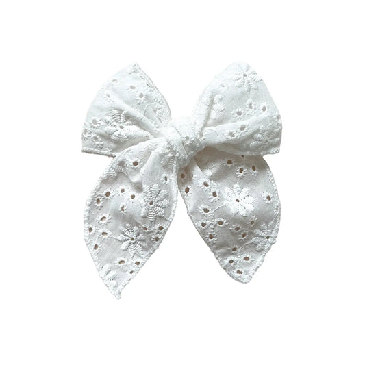 Cream Floral Fable Bow Clip | Mini