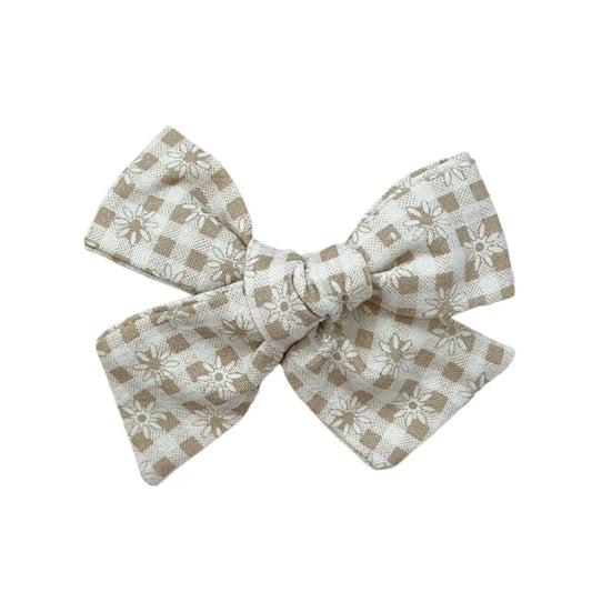 Gingham Floral Bow Clip | Mini